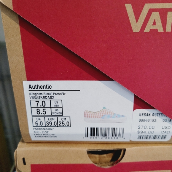 Vans GINGHAM BLOCK AUTHENTIC Off the Wall Floral canvas Women Sz 8.5  & Size 10 - Picture 4 of 4